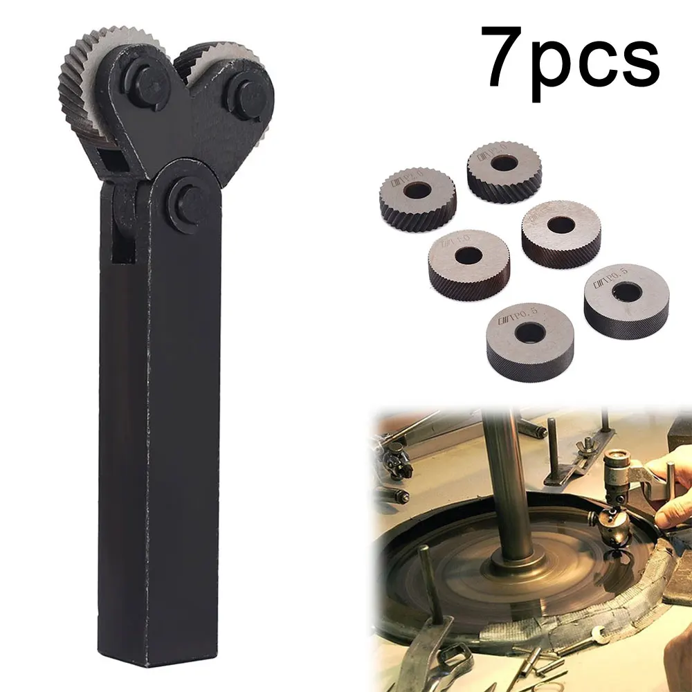7PCS Knurling Tool 0.5mm 1mm 2mm Diagonal Dual Wheel Linear Knurl Set Steel Lathe Cutter Wheel Knurling Tool Set
7PCS Knurling Tool 0.5mm 1mm 2mm Diagonal Dual Wheel Linear Knurl Set Steel Lathe Cutter Wheel Knurling Tool Set