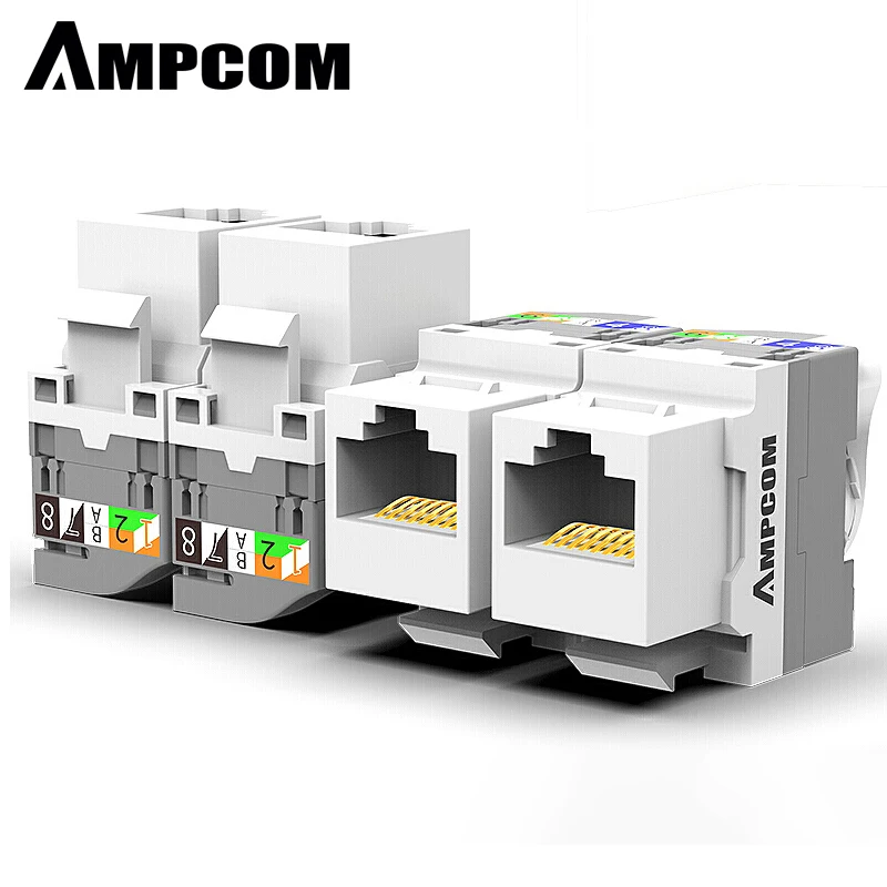 

AMPCOM 5-Pack CAT5e RJ45 Tool-Less Keystone Jack, No Punch Down Tool Required UTP Module Connector White