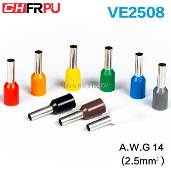 100pcs E2508 Insulated Ferrules Terminal Block Cord End Wire Connector Electrical Crimp Terminator Wire For 2.5mm2, 14 AWG 
100pcs E2508 Insulated Ferrules Terminal Block Cord End Wire Connector Electrical Crimp Terminator Wire For 2.5mm2, 14 AWG