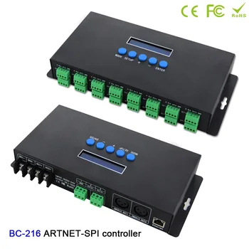 

BC-216 DC5V-24V 16 channels Led Artnet Controller Artnet to SPI /DMX pixel light LED controller+Two port(2*512 Channels)output