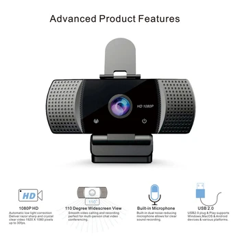 Full HD 1080p Webcam with Built-in Microphone USB Web Camera with Privacy Shutter Cover + Tripod for Live Streaming Video
Full HD 1080p Webcam with Built-in Microphone USB Web Camera with Privacy Shutter Cover + Tripod for Live Streaming Video