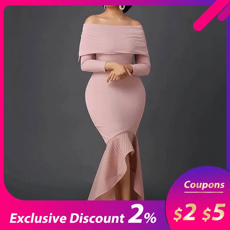 Nine Points Sleeve Asymmetric Off Shoulder High Waist Dress Female Plain Evening Party Dinner 2019 Winter Trumpet maxi Dresses
Nine Points Sleeve Asymmetric Off Shoulder High Waist Dress Female Plain Evening Party Dinner 2019 Winter Trumpet maxi Dresses