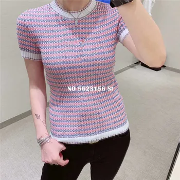High-end Women Striped Short Sleeve Office Lady Sweaters Shirts O-Neck Pullover Women Sweater Knitted 2020 Summer Top
High-end Women Striped Short Sleeve Office Lady Sweaters Shirts O-Neck Pullover Women Sweater Knitted 2020 Summer Top