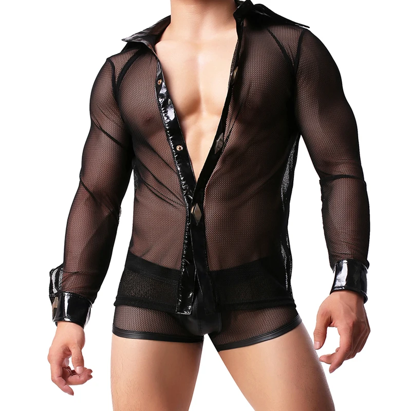 Men Gay Transparent Jumpsuits Mesh Black Deep V Neck Mens Wrestling Singlet Long Sleeve Tops See Through Sexy Undershirt 
Men Gay Transparent Jumpsuits Mesh Black Deep V Neck Mens Wrestling Singlet Long Sleeve Tops See Through Sexy Undershirt