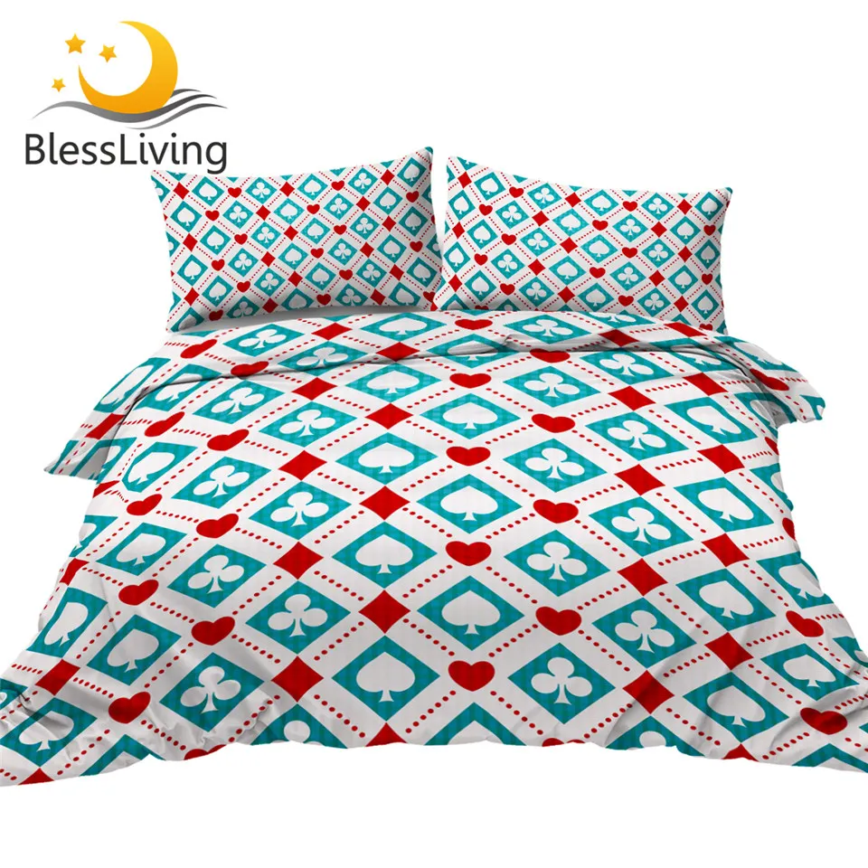 BlessLiving Poker Bedding Set Blue Red White Bedspreads Games Funny Home Textiles Playing Cards Comforter Cover 3-Piece Dropship
BlessLiving Poker Bedding Set Blue Red White Bedspreads Games Funny Home Textiles Playing Cards Comforter Cover 3-Piece Dropship
