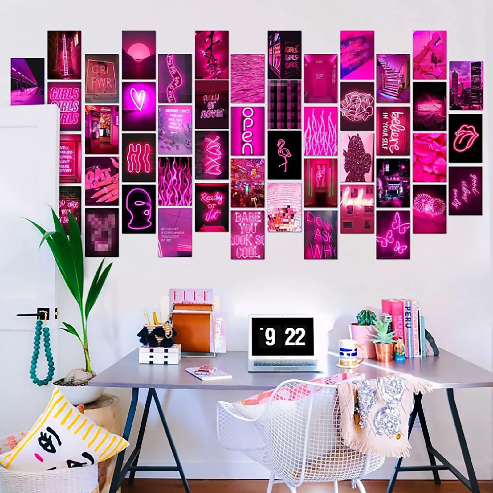 50PCS Postcard Photo Collage Set Wall Print Kit Exqusite Pink Posters Bedroom Decor Art for Girls Room Dorm | Дом и сад