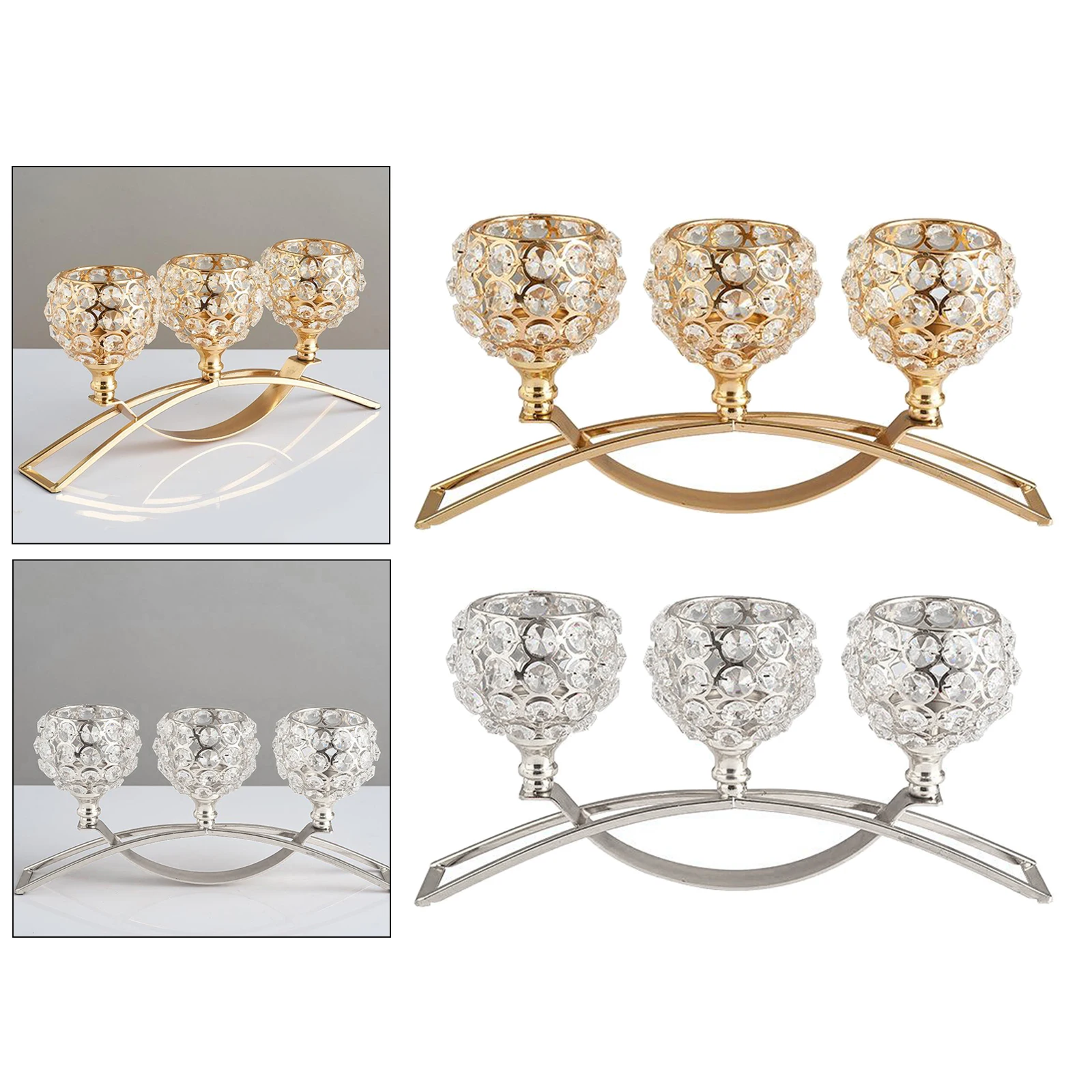 3 Arms Candelabras Crystal Candle Holders Candlesticks Ornament Table Centerpieces for Wedding Dinning Room