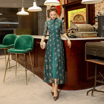 Green Oversize 4XL New Arrival Vintage Half Sleeve Lace Cheongsam Sexy Women Formal Long Dress Mandarin Collar Qipao
Green Oversize 4XL New Arrival Vintage Half Sleeve Lace Cheongsam Sexy Women Formal Long Dress Mandarin Collar Qipao