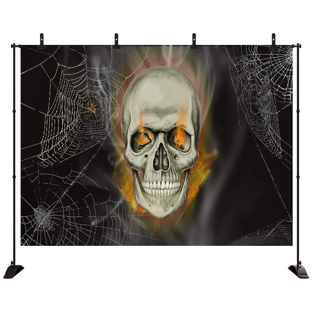 Scary Skeleton with fiery eyes Skull Photography Background Spider Web Backdrop Halloween Portrait Photo Studio Props
Scary Skeleton with fiery eyes Skull Photography Background Spider Web Backdrop Halloween Portrait Photo Studio Props