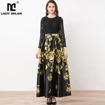 Women's Runway Dress O Neck Lace Bodice Patchwork Printed Ruched Elegant Long Designer Dress
Women's Runway Dress O Neck Lace Bodice Patchwork Printed Ruched Elegant Long Designer Dress