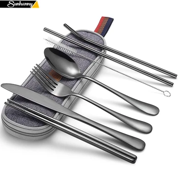 Dinnerware Set Travel Cutlery Set Camping Tableware Reusable Utensils Set with Spoon Fork Chopsticks Straw and Portable Case
Dinnerware Set Travel Cutlery Set Camping Tableware Reusable Utensils Set with Spoon Fork Chopsticks Straw and Portable Case