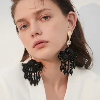 WKOUD EAM Love long black tassel earrings earrings cold wind earrings personalized simple fan-shaped jewelry fashion ZT341
WKOUD EAM Love long black tassel earrings earrings cold wind earrings personalized simple fan-shaped jewelry fashion ZT341