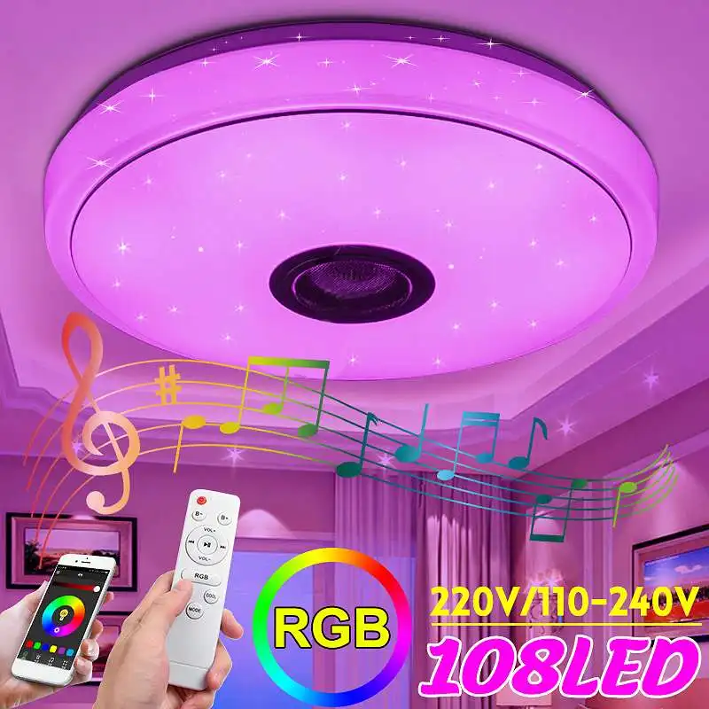Музыкальный потолочный светильник 100 Вт светодиодная лампа RGB с bluetooth динамиком