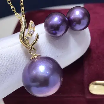 D216 Fine Jewelry 18K Gold Natural Fresh Water Purple Pearl 7-13mm Female's Jewelry Sets for Women FIne Jewelry Sets
D216 Fine Jewelry 18K Gold Natural Fresh Water Purple Pearl 7-13mm Female's Jewelry Sets for Women FIne Jewelry Sets