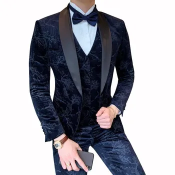 Velvet Smoking Men Suits Slim Fit British Style Tuxedo Print Wedding Mens Dinner Jackets Social Club Terno Masculino
Velvet Smoking Men Suits Slim Fit British Style Tuxedo Print Wedding Mens Dinner Jackets Social Club Terno Masculino