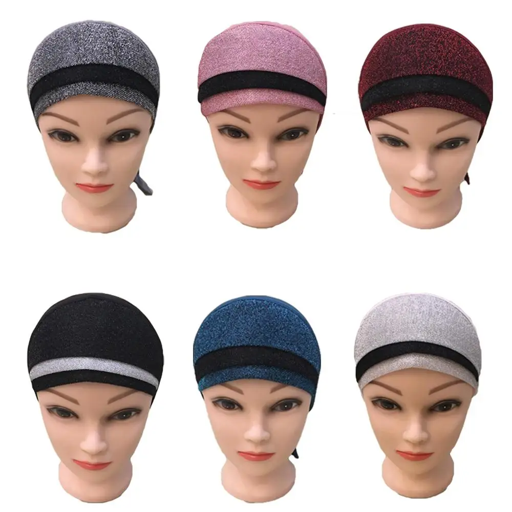 

Turban National Muslim Islamic Caps Ninja Head Cover Ice Silk Retro Ramadan Cap Muslim Women Scarf Head Wear Hat 2024 New