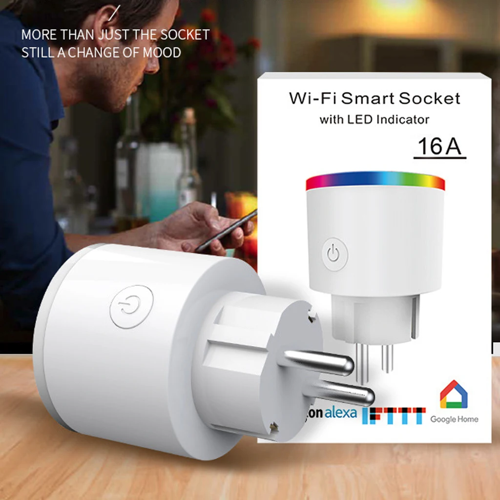 16A EU RGB Wifi Smart Plug With Power Monitor, Wifi Wireless Smart Socket Outlet With Google Home Alexa Voice Control
16A EU RGB Wifi Smart Plug With Power Monitor, Wifi Wireless Smart Socket Outlet With Google Home Alexa Voice Control