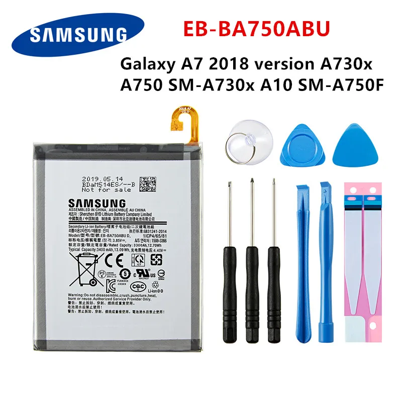 SAMSUNG Orginal EB-BA750ABU 3400mAh battery For SAMSUNG Galaxy A7 2018 version A730x A750 SM-A730x A10 SM-A750F +Tools
SAMSUNG Orginal EB-BA750ABU 3400mAh battery For SAMSUNG Galaxy A7 2018 version A730x A750 SM-A730x A10 SM-A750F +Tools