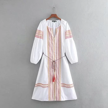 2020 Vacation Bohemian Embroidery Striped Women Dress Spring Casual O-neck Long Sleeve A-Line Midi Dress Female
2020 Vacation Bohemian Embroidery Striped Women Dress Spring Casual O-neck Long Sleeve A-Line Midi Dress Female