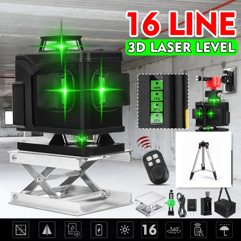 16 Green Lines Laser Level+Tripod 3D Self-Leveling 360 Horizontal And Vertical Cross Outdoor Powerful Laser Beam Line
16 Green Lines Laser Level+Tripod 3D Self-Leveling 360 Horizontal And Vertical Cross Outdoor Powerful Laser Beam Line