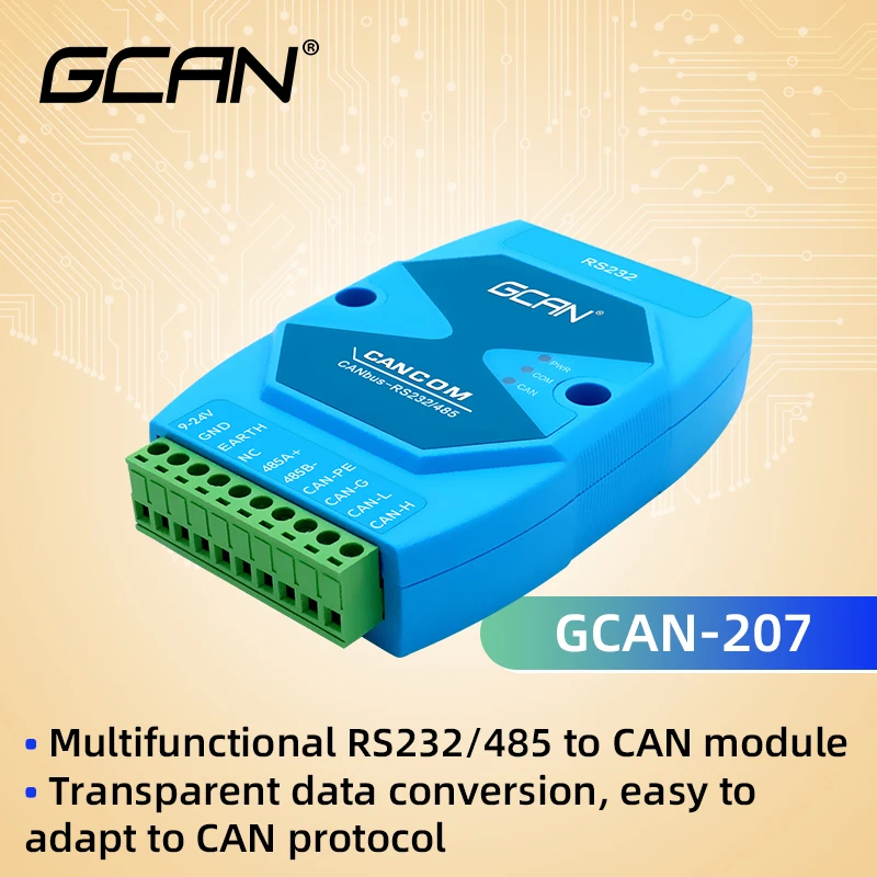 GCAN-207 RS232 RS485 interface CAN-Bus communication converter module connection between Serial-Bus and CAN-Bus.
GCAN-207 RS232 RS485 interface CAN-Bus communication converter module connection between Serial-Bus and CAN-Bus.