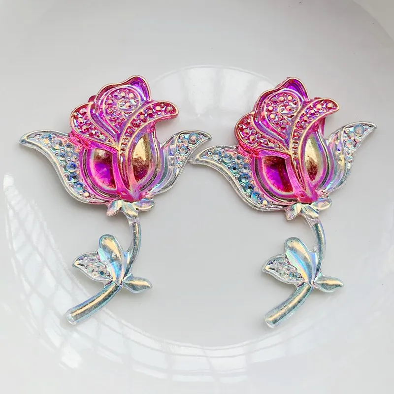 New shiny color AB resin crystal rose flat back rhinestone applique DIY scrapbook wedding decor 8pcs/lot | Дом и сад