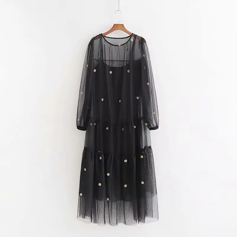 Woah 2019 XD65-2561 Европейская и американская мода storm Тюлевое платье из двух частей |