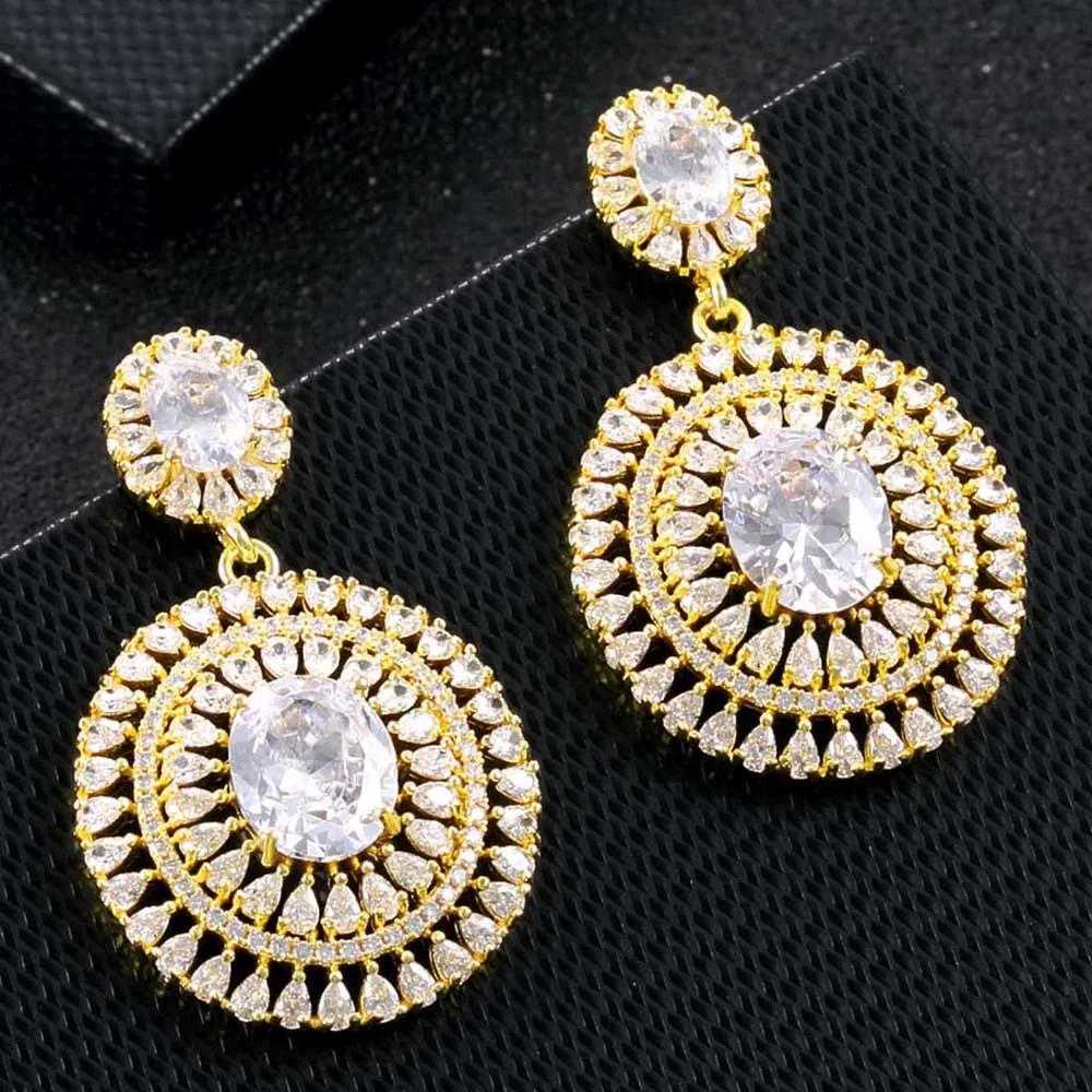 Mirco Paved Cubic Zircon Round Geometric Drop Dangle Earrings Crystal Rhinestone Pendant Earrings Fashion Statement Jewelry
Mirco Paved Cubic Zircon Round Geometric Drop Dangle Earrings Crystal Rhinestone Pendant Earrings Fashion Statement Jewelry