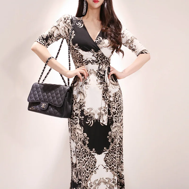 WOMEN'S Dress 2019 Summer Retro Elegant V-neck Half-sleeve Shirt Slim Fit Sheath Printed Wrap Long Skirts Dress
WOMEN'S Dress 2019 Summer Retro Elegant V-neck Half-sleeve Shirt Slim Fit Sheath Printed Wrap Long Skirts Dress