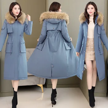 2020 winter new women's cute wild personality straight long-sleeved thick long cotton coat with fur collar 
2020 winter new women's cute wild personality straight long-sleeved thick long cotton coat with fur collar