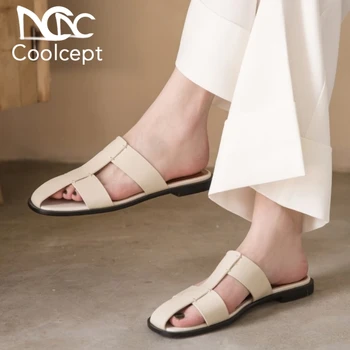 Coolcept Summer Women Sandals Shoes Nice Real Leather Slippers Fashion Low Heels Shoes Women Solid Slip On Footwear Size 33-43
Coolcept Summer Women Sandals Shoes Nice Real Leather Slippers Fashion Low Heels Shoes Women Solid Slip On Footwear Size 33-43