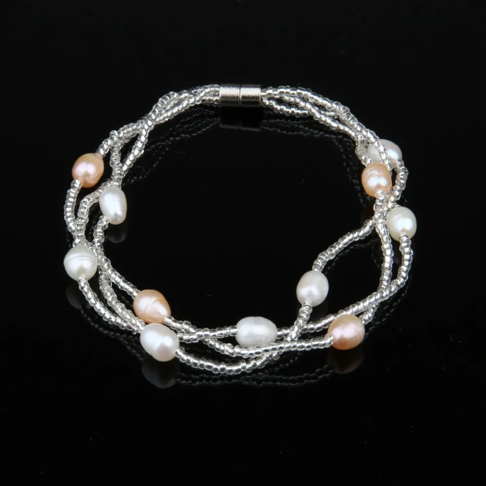 Фото Trendy Natural Freshwater Pearl Bracelet Charms Bangles Warp Beads Bracelets For Women Cuff Bangle Jewelry Party Gift | Украшения и
