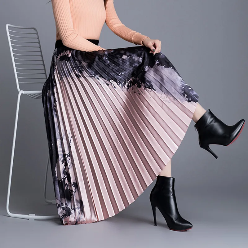 2020 Spring Autumn Vintage Printing Pleated Long Skirts Womens European Style Elastic High Waist Elegant Midi Skirt Saias
2020 Spring Autumn Vintage Printing Pleated Long Skirts Womens European Style Elastic High Waist Elegant Midi Skirt Saias