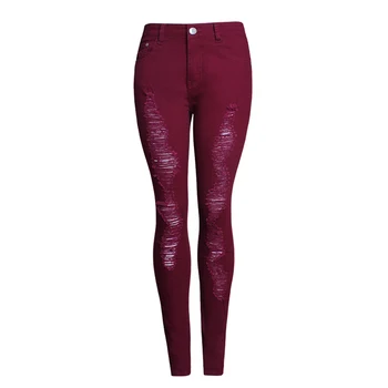 Destroyed Ripped Jeans For Women Burgundy Skinny Jeans Boyfriend Jeans Pencil Pants Female Jeans vaqueros mujer
Destroyed Ripped Jeans For Women Burgundy Skinny Jeans Boyfriend Jeans Pencil Pants Female Jeans vaqueros mujer