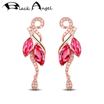 BLACK ANGEL 18K Rose Gold Created Red Tourmaline Phoenix Earrings for Women Ruby Gemstone Ear Stud Jewelry Christmas Gift
BLACK ANGEL 18K Rose Gold Created Red Tourmaline Phoenix Earrings for Women Ruby Gemstone Ear Stud Jewelry Christmas Gift