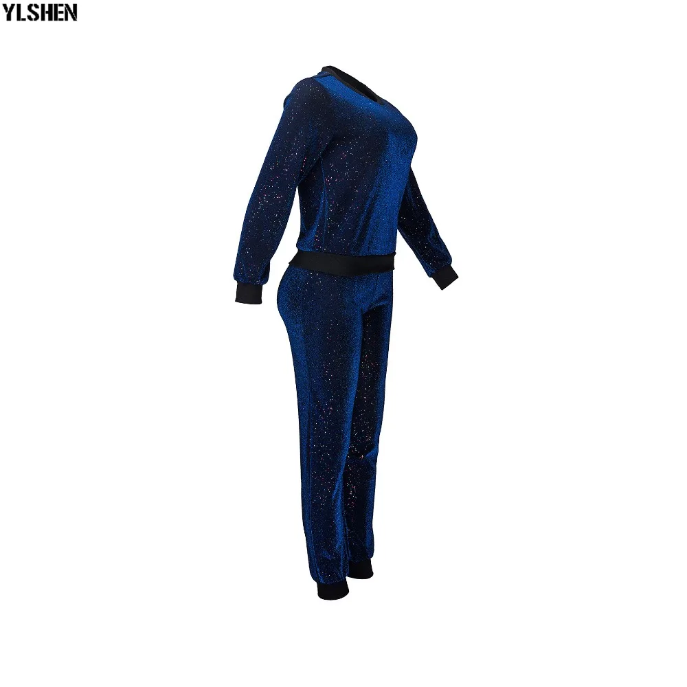 2 Two Piece Set Women Tracksuit Sexy Sequins Long Sleeve Clothes Plus Size Club Outfits Tops +Pants Sweat Suits Matching Sets 36