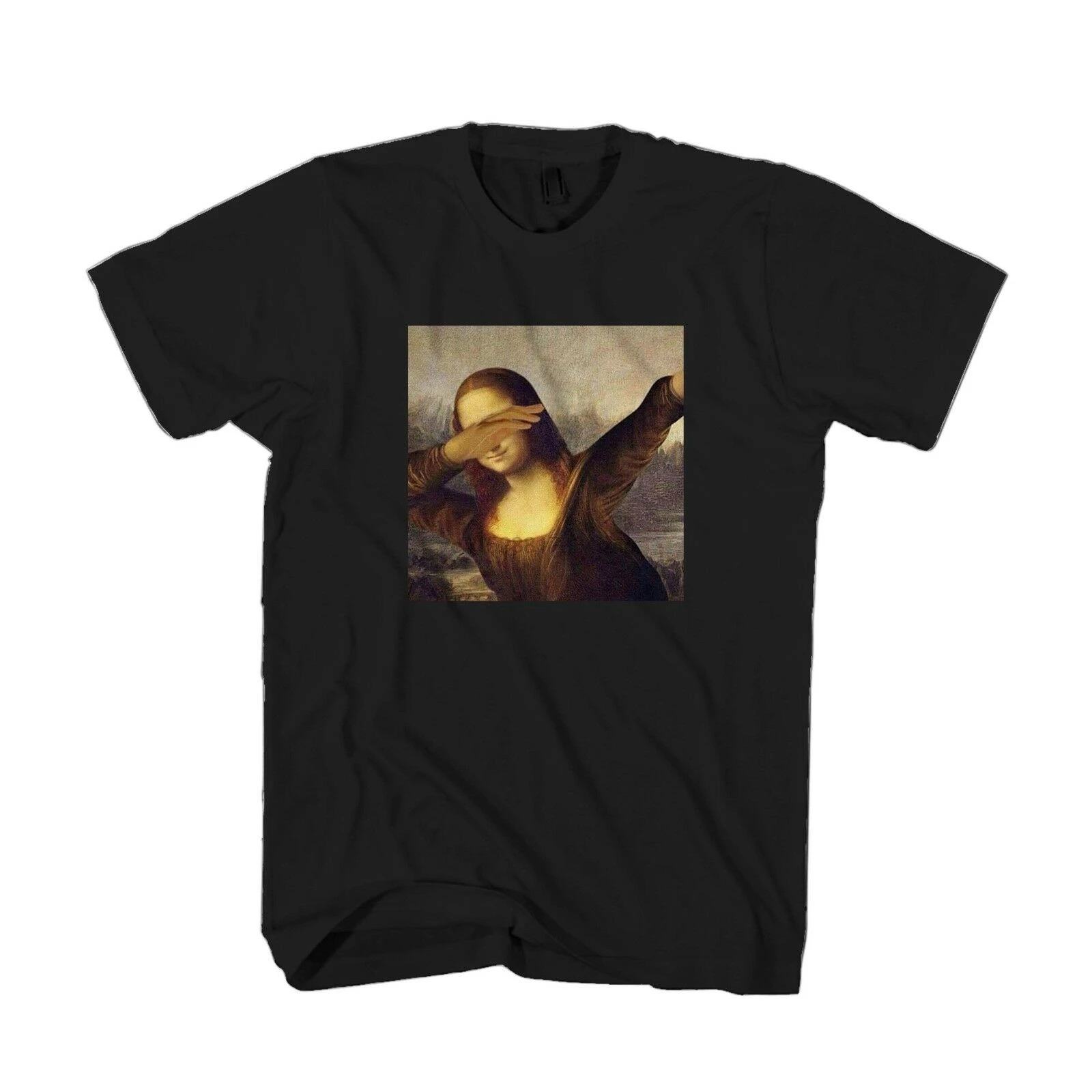 Mona Lisa Dabbing Leonardo Da Vinci графический дизайн Мужская футболка высокого качества