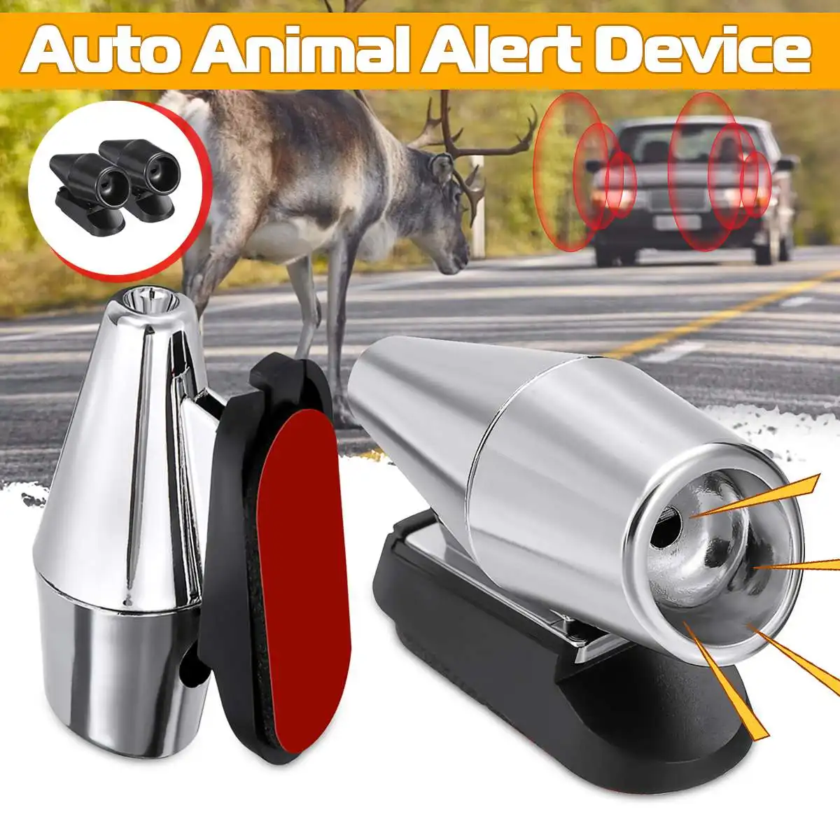 Pair Ultrasonic Deer Animal Alert Warning Whistles Car Safety Sound Alarm Silver