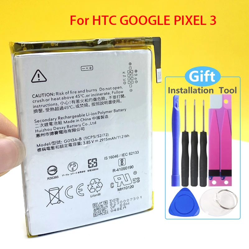 100% Оригинальный аккумулятор для HTC Google Pixel 3 G013A-B 2915 мАч мобильный телефон с
