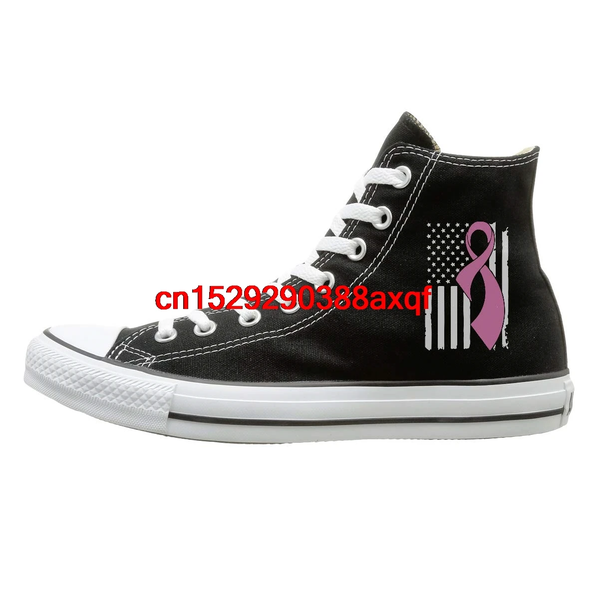 

Canvas Shoes Breast Cancer Awareness Flag-1 Casual High-Top Lace Ups Canvas Sneakers For Men's Women's