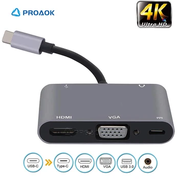 TypeC Adapter 5-in-1 USB Type C Hub to HDMI VGA 3.5mm Jack USB Adapter with Type-C Power Delivery for MacBook Pro Thunderbolt 3
TypeC Adapter 5-in-1 USB Type C Hub to HDMI VGA 3.5mm Jack USB Adapter with Type-C Power Delivery for MacBook Pro Thunderbolt 3