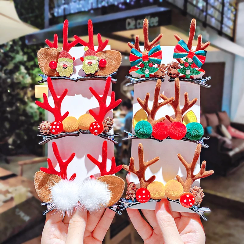 1Pair New Girls Cute Christmas Cartoon Antlers Hairball Hair Clips Sweet Hair Ornament Headband Hairpin Fashion Hair Accessories
1Pair New Girls Cute Christmas Cartoon Antlers Hairball Hair Clips Sweet Hair Ornament Headband Hairpin Fashion Hair Accessories