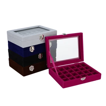Gray Wine Red 24 Grids Jewelry Display Boxes Glass Velvet Holder Case Rings Earrings Display Women Makeup Storage Casket
Gray Wine Red 24 Grids Jewelry Display Boxes Glass Velvet Holder Case Rings Earrings Display Women Makeup Storage Casket