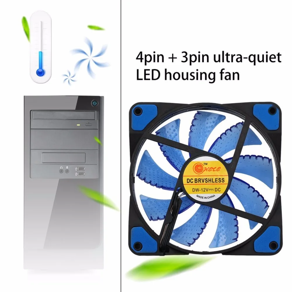 New Cooler Computer Fan 120mm LED Ultra Silent Computer PC Case Fan 15 LEDs 12V Around 1200RPM 3 Pin Easy Installed Fan
New Cooler Computer Fan 120mm LED Ultra Silent Computer PC Case Fan 15 LEDs 12V Around 1200RPM 3 Pin Easy Installed Fan
