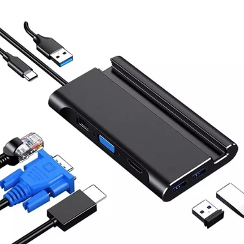 Type C To VGA HDMI RJ45 Network PD USB3.0 Docking Station With Phone Holder For Laptop Phone USB C HUB
Type C To VGA HDMI RJ45 Network PD USB3.0 Docking Station With Phone Holder For Laptop Phone USB C HUB
