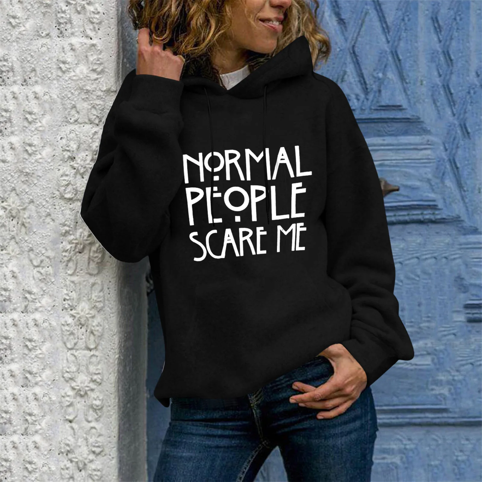 Normal People Scare Me Letter Print Streetwear Halloween Hoodie Woman O Neck Loose Casual Autumn Black Women Sweatshirt Fashion
Normal People Scare Me Letter Print Streetwear Halloween Hoodie Woman O Neck Loose Casual Autumn Black Women Sweatshirt Fashion