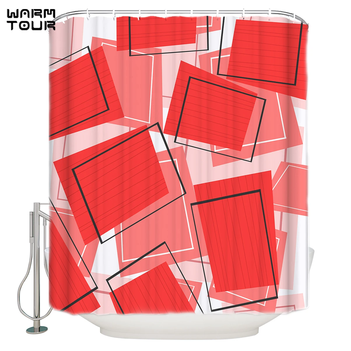 Red Module Rectangle Shower Curtain Geometric Bathroom Curtain Waterproof Washable Bath Curtain Customized
Red Module Rectangle Shower Curtain Geometric Bathroom Curtain Waterproof Washable Bath Curtain Customized
