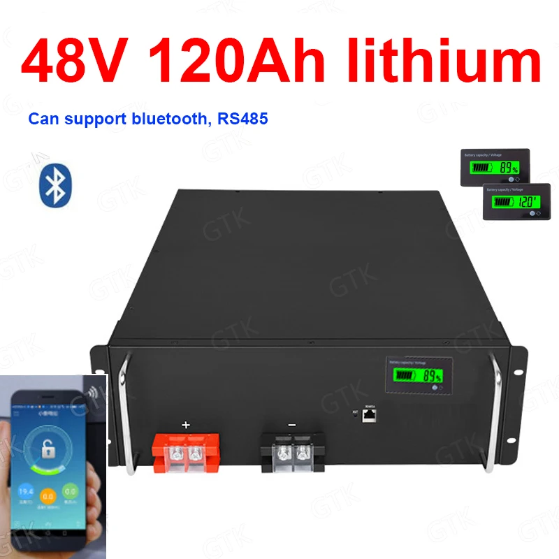 GTK lithium ion 48V 120AH battery 5.7kwh bluetooth APP BMS RS485 communication for 4000W inverter Solar energy + 10A charger
GTK lithium ion 48V 120AH battery 5.7kwh bluetooth APP BMS RS485 communication for 4000W inverter Solar energy + 10A charger