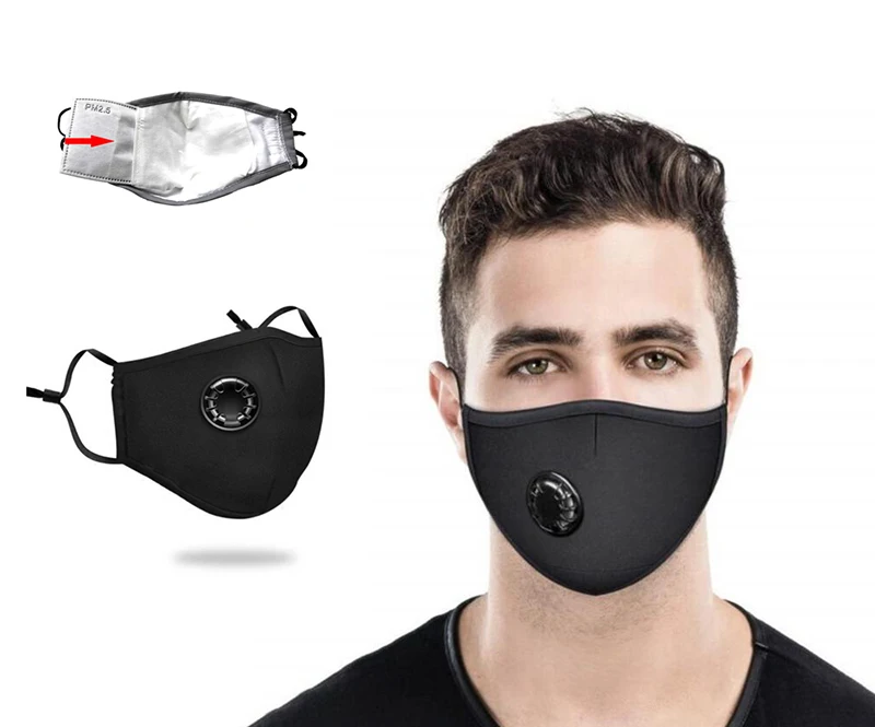 

1-2 PCS Black Fashion Washable Reusable Mask Anti Pollution PM2.5 Mouth Respirator Dust Masks Cotton Unisex Mouth Muffle