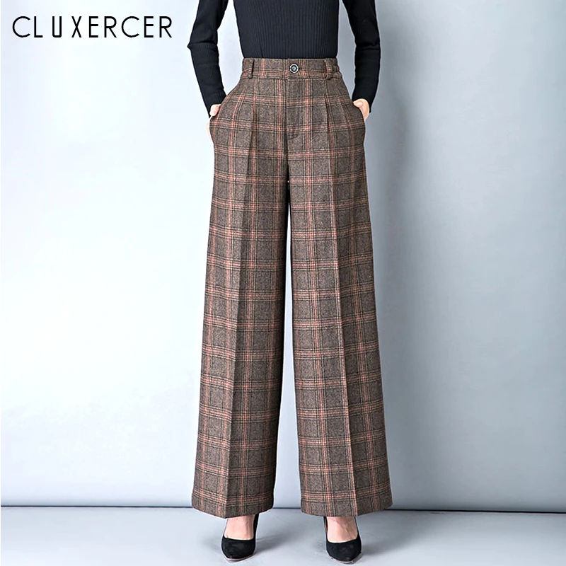 Autumn Winter Womens High Waist Harem Flare Pants New Plus Size Warm Lattice Woolen Wide Leg Fashion Plaid Pants Women
Autumn Winter Womens High Waist Harem Flare Pants New Plus Size Warm Lattice Woolen Wide Leg Fashion Plaid Pants Women